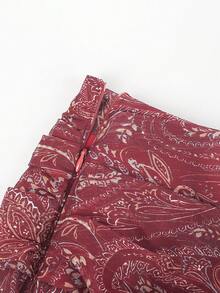 MOTF STUDIO WOMEN'S PAISLEY PRINT PLEATED SKIRT - Red - View 3