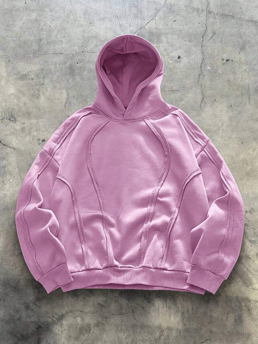 AXEPEAK Áo hoodie dài tay nam màu trơn, dáng rộng thoải mái - Hồng - Xem 1