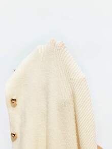 Maija 大码女装夏秋季休闲纯色前开襟无袖针织上衣，商务休闲都市通勤办公服，教师毛衣背心开衫 - 米色 - 查看 10