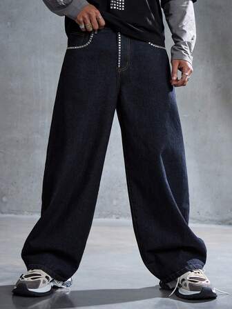 Street Life Jeans de mezclilla casual con corte curvo para hombres