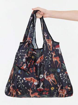 Fairycore Borsa shopping pieghevole con stampa a stelle, grande capacità, borsa da donna con stelle