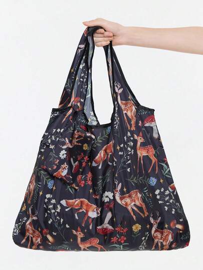 Fairycore Borsa shopping pieghevole con stampa a stelle, grande capacità, borsa da donna con stelle