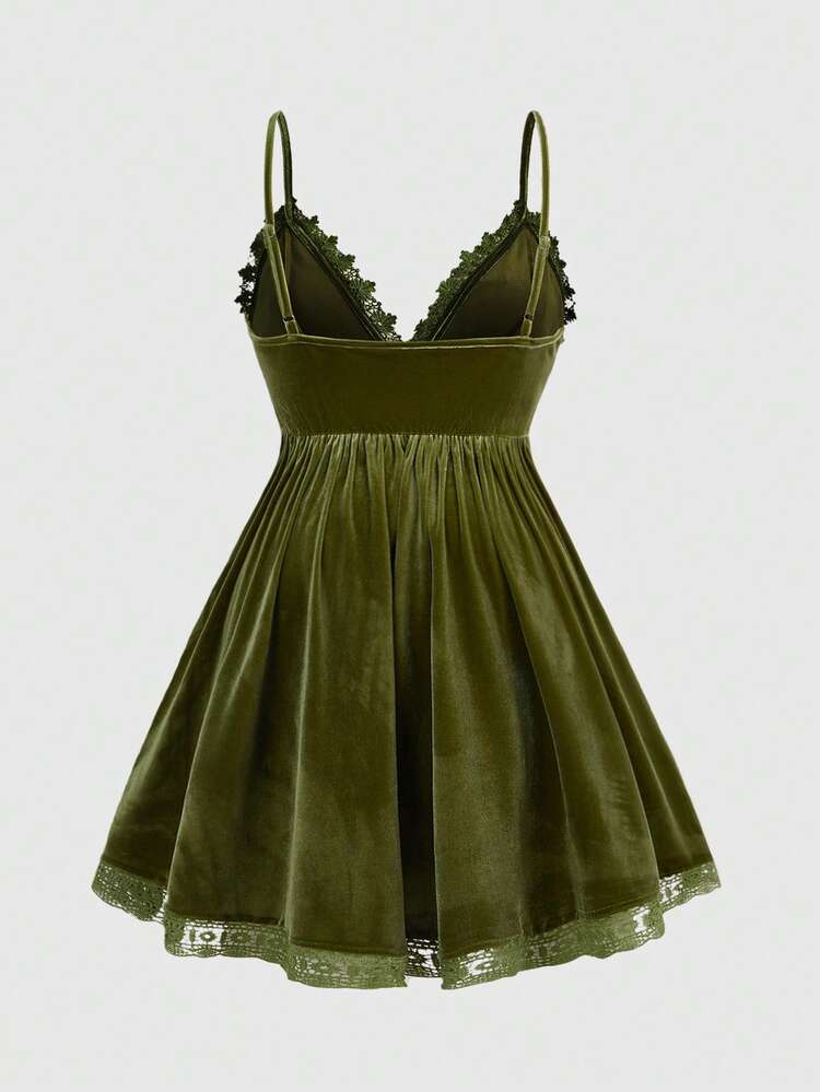 urban outfitters green velvet dress Urban Outfitters Uo Ginger Velvet Embroidered Mini Dress In Green