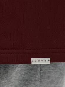 Áo nỉ tay dài dáng rộng vai rớt cổ tròn SUMWON, kiểu dáng thường ngày, phong cách đường phố, trơn - Màu Đỏ Sâu - Xem 6