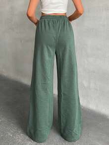 SHEIN Tall Women Loose Fit Front Stitch Detailed Sweatpant Pant - Mint Green - View 2