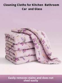 Joivida 5pcs Coral Fleece Cleaning Cloth, Highly Absorbent Towel, Quick Drying Multifunctional Wiping Cloth, Kitchen And Bathroom Cleaning Cloth, Car Universal Flower Design Square Cloth, Farmhouse Style Home Cloth, Tableware And Utensil Maintenance Cloth, Soft And Non Shedding Material, Christmas - Multicolor - View 6