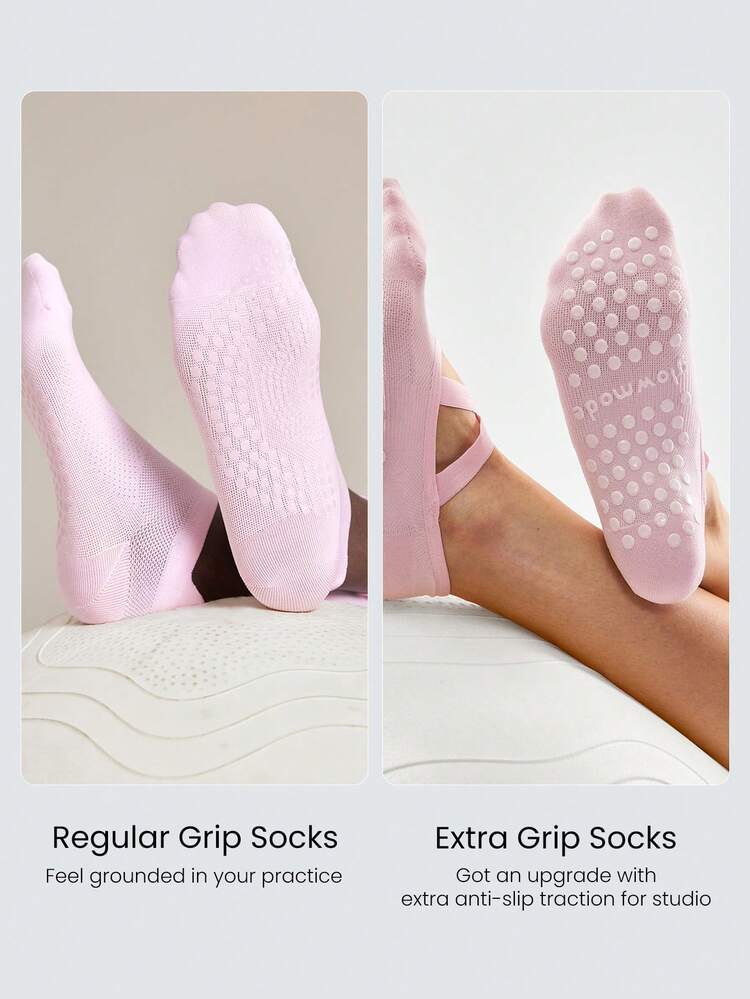 2 pares de calcetines transpirables de malla con flujo de invierno, antideslizantes, para uso en yoga, estudio, otoño, invierno y uso diario casual