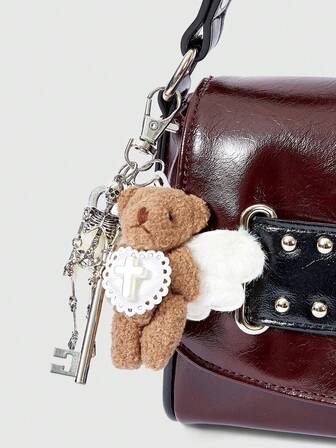 Kawaii Schlüsselanhänger mit kleinem Bären Flügel Skelett-Anhänger