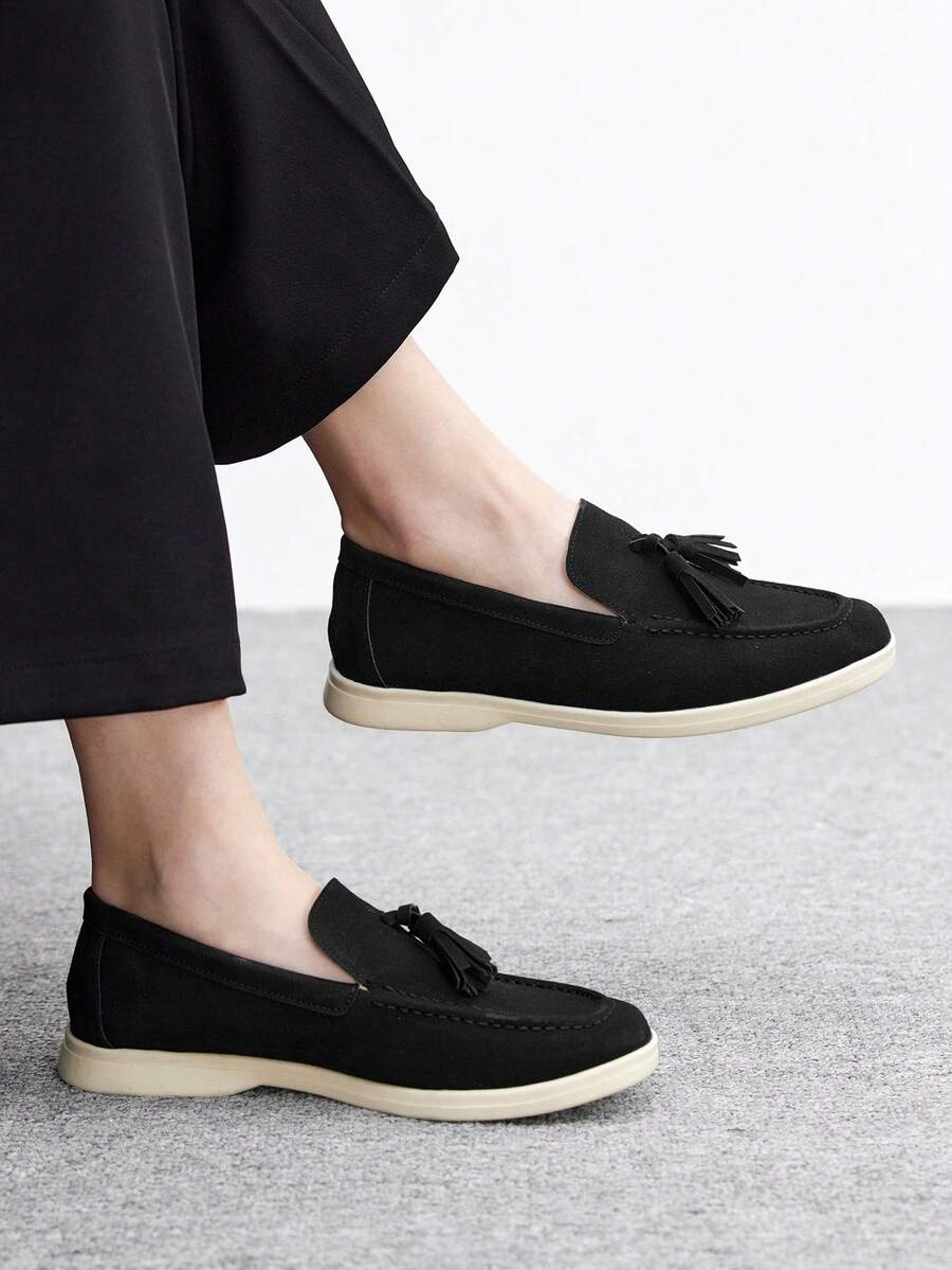 CUCCOO BIZCHIC Giày lười nữ kiểu dáng thường ngày có tua rua, đa năng cho việc đi lại hàng ngày. - màu đen - Xem 1