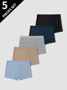 Tween Boys Trunks-5 Pack Boxer Briefs Cartoon Dinosaur Plane Print Assorted Colors Elastic Waistband Soft Stretch Breathable Everyday Underwear Four Seasons Holiday 2026 New Year Essential Comfortable Durable Machine Washable Premium Fit Tagless - Multicolor - View 2