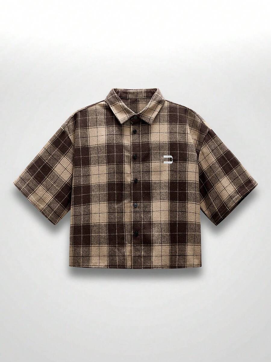 NEON BLANC Men's Plaid Short Sleeve Single-Breasted Casual Commuter Shirt