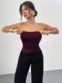 Firerie Women's Casual Elegant Tight-Fitting Camisole Top, Autumn/Winter Layering Undershirt, Classic Wardrobe Essential - Red Violet - View 7