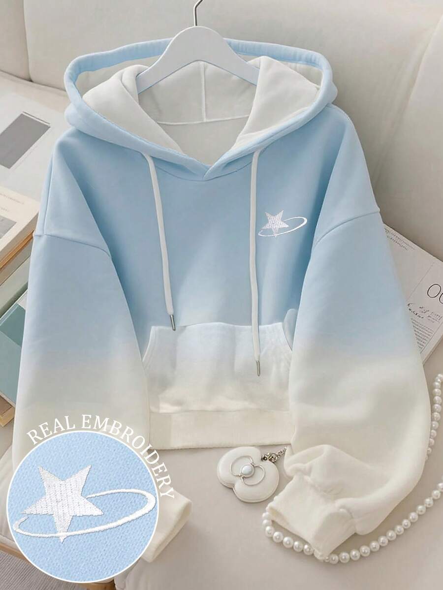 Franclia 女士刺绣数码渐变极简主义套头卫衣，秋冬款，送朋友的绝佳礼物 - 白色 - 查看 1