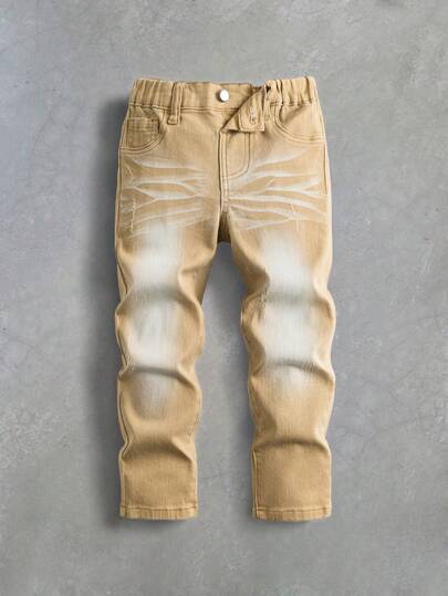 男童牛仔裤，春夏新款，休闲舒适做旧牛仔裤，弹力修身版型，柔软棉质牛仔布，适合日常穿着和户外活动