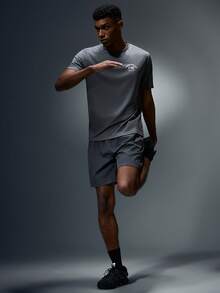 Acti Log 男士抽绳腰带口袋休闲健身运动短裤 - 深灰色 - 查看 4