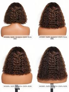 ALL READY WIG 渐变挑染 4/30 水波纹蕾丝前 BOB 假发，真人发，预先拔毛，6x5 无胶佩戴，即戴即走，短卷蕾丝前 BOB 假发，适合，真人发，16 英寸