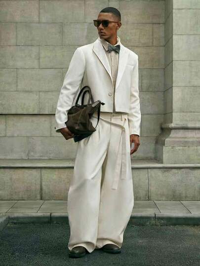  AKNOTIC 男士纯色通勤西装套装，圣诞派对宴会商务休闲西装外套和裤子两件套，男友礼物节日服装，婚礼