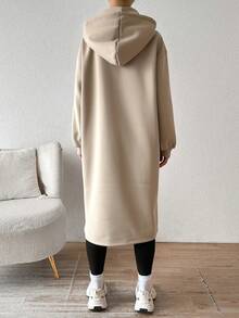 SHEIN EZwear 卡其色连帽夹克（带保暖衬里）女士秋冬款 - 卡其色 - 查看 2