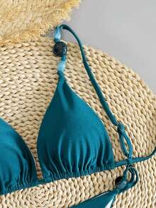Swim Vcay Maiô Bikini Sexy e Elegante com Contraste de Cores e Contas, Adequado para Praia, Festa, Férias