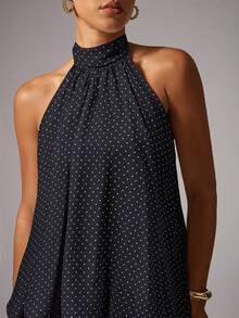 Avenya Đầm ngắn không tay chấm bi, chân váy xòe. - màu đen - Xem 2