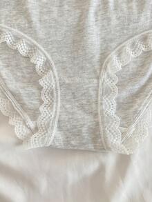 少女4件套蕾丝边蝴蝶结装饰柔软舒适纯棉内裤 - 彩色 - 查看 3