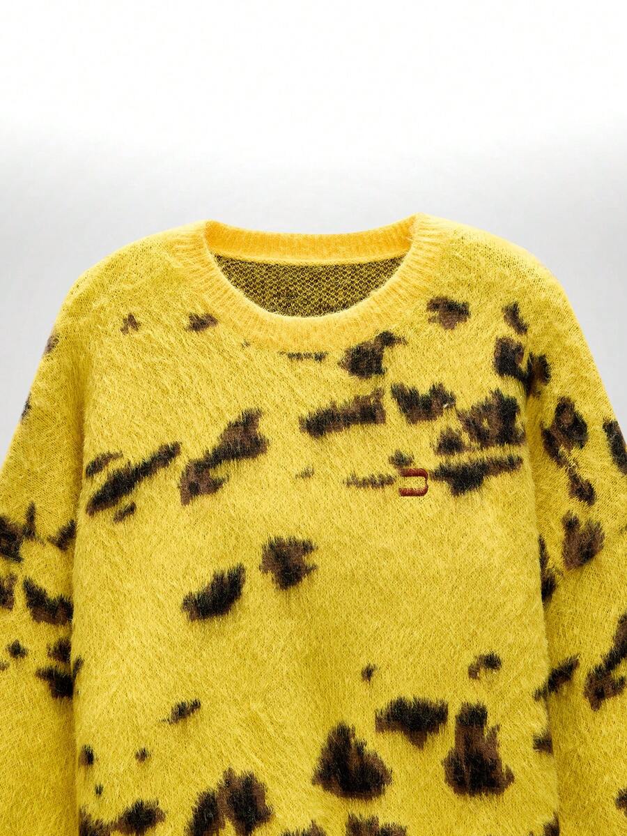 NEON BLANC Men's Loose Fit Crew Neck Sweater, Suitable For Autumn/Winter Yellow Sweater Men Sweaters Graphic Sweaters Y2k - Yellow - View 1