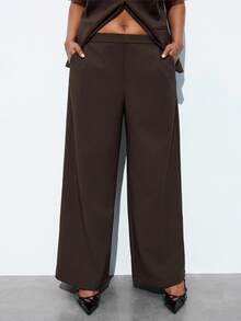 Maija Plus Size Women Curve Brown Summer Classy Office Work Business Outfit,Elegant Solid Suit Vest And Pants Set,Stylish Daily Wear Autumn Outfit Halloween - Mocha Brown - View 9