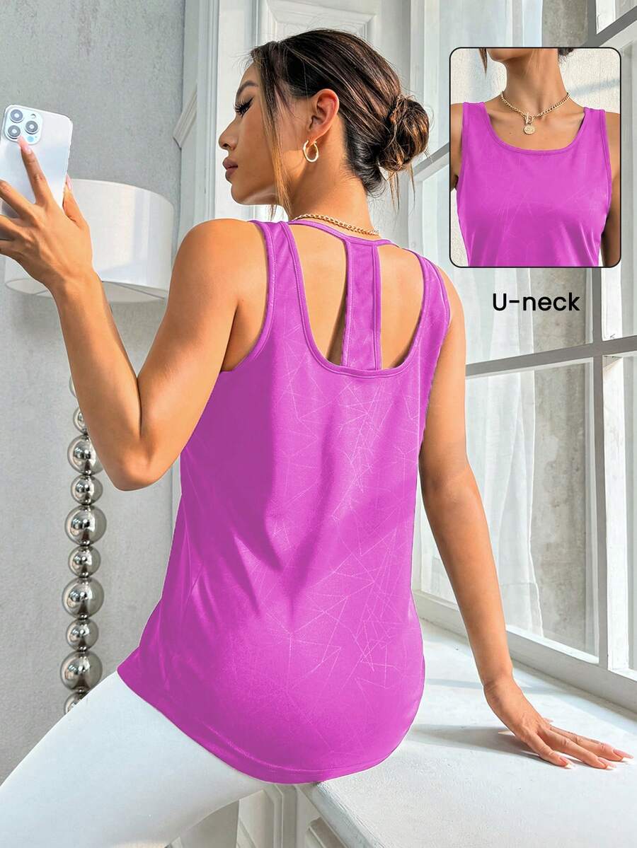 Core Rhythm Women's Solid Color Hooded Sport Tank Top Gym Topworkout Tank Top - Pink - View 1
