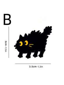 Zazumi 1/4pcs Black Cat Cartoon Metal Pin Badges For Backpack Jacket Lapel Gothic Punk Decor Alternative Fashion Accessories Gift Set - Black - View 14