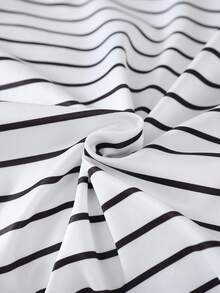 SHEIN Tween GirlsCasual Striped Black & White 2 Pieces Dress Set, Suitable For Daily Casual Outings And School - Multicolor - View 4