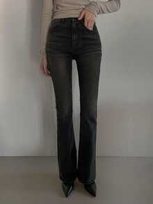 DAZY 女士黑色修身喇叭牛仔裤 Y2k - 黑色 - 查看 6