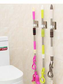 Wall Mounted Clips With Strong Adhesive Hooks, Mop Clips, Storage Organizer Clips, Suitable For Bathroom And Kitchen - Black - View 6