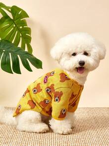 PETSIN 1 Pc Pet Cat Dog Universal Yellow Bear Cute Pattern Knitted Jacquard Open Skirt Jacket Warm And Comfortable Dog Sweater Jacket - Yellow - View 9