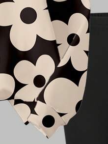 SHEIN 舒适秋冬风格，女孩休闲时尚创意花卉印花运动衫和紧身裤两件套服装