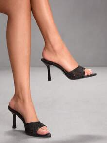 CUCCOO SZL Women's Fashionable & Elegant Rhinestone Embellished Heeled Sandals, Suitable For Commuting Valentine's Day