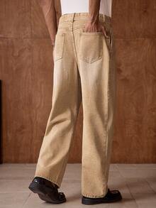 AKNOTIC Men's Woven Casual Loose Straight Leg Pants, Fashionable Daily Wear - Apricot - View 7