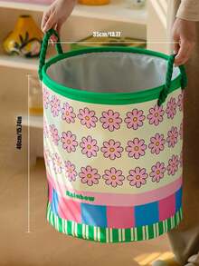 Joivida 1个可爱粉色带提手洗衣篮，方便收纳家用衣物和杂物，耐用多功能，可折叠手提式洗衣篮，适用于浴室和宿舍。