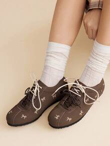 CUCCOO EASI Women's Casual Bow Embroidered Shoes, Versatile & Minimalist For Everyday Wear