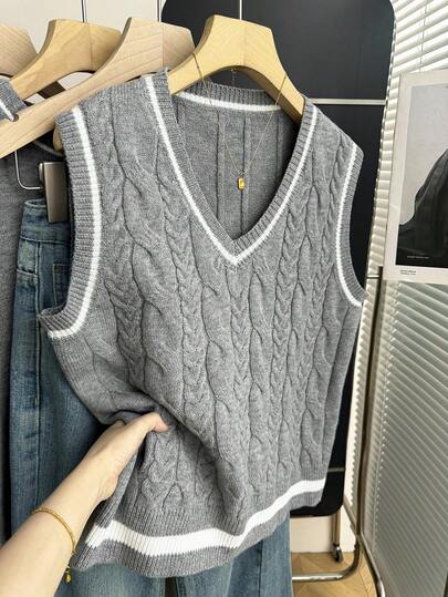 Franclia 新款简约设计灰色针织背心，女士款，春秋季