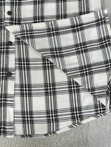 Manfinity Homme 男士格子翻领单排扣休闲/商务长袖衬衫 - 黑與白 - 查看 4