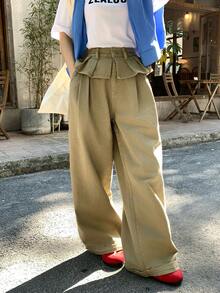 DAZY Women's Casual Loose Ruffled Hem Denim Jeans - Blue - View 4