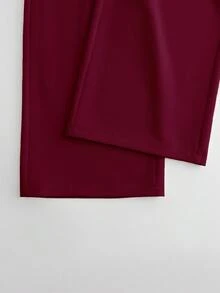 Franclia Bộ đồ nữ gồm áo croptop không tay cổ chữ V buộc dây và quần ống đứng cạp chun, trang phục công sở thường ngày. - Màu Đỏ Sâu - Xem 6