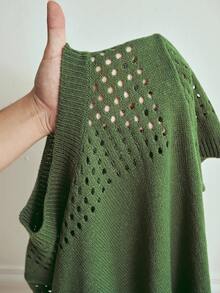 Écloséra 女士圆领纯色短袖针织上衣，适合夏季和新年穿着 - 墨綠色 - 查看 7