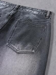 Manfinity Denimwave Casual Versatile Button Fly Wide Leg Men's Jeans Black Cargo Jeans - Black - View 6