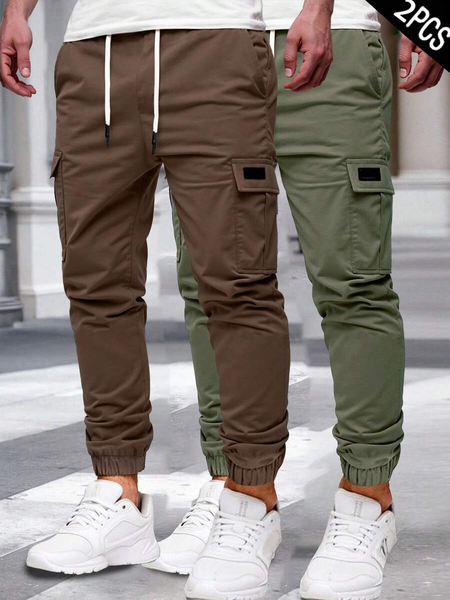 Manfinity Homme 男士休闲撞色工装裤 - 彩色 - 查看 1