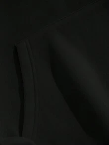 EURMUSE Women's Solid Color Fleece Lined Drawstring Hoodie - Black - View 4