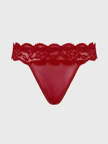 SHEIN سراويل داخلية شفافة من الدانتيل والشبك للنساء - عنابي اللون - مشاهدة 2