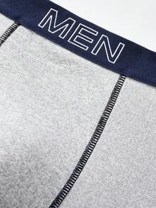 Manfinity Underwear&Sleepwear Basics 4pcs/Set Men's Comfortable Minimalist Letter Waistband Boxer Briefs - Multicolor - View 4