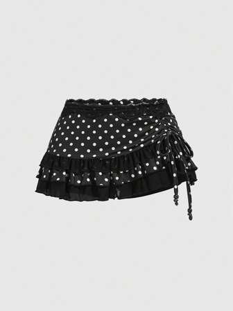 Grunge Punk Vintage mehrlagiger Spitzensaum Leopardenmuster Taillentiefer sexy Rüschen Schleife Mini Rock, Outfit für Frauen für Frühlingsfest, Konzert, Rave Festival, Valentinstag