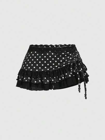 Grunge Punk Vintage mehrlagiger Spitzensaum Leopardenmuster Taillentiefer sexy Rüschen Schleife Mini Rock, Outfit für Frauen für Frühlingsfest, Konzert, Rave Festival, Valentinstag